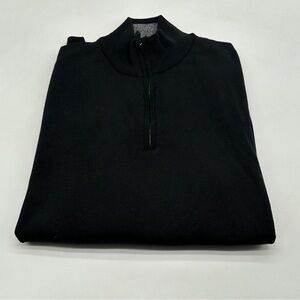Black & Brown 1826 Men's Extrafine Merino Wool 1/4 Zip Sweater Black XL